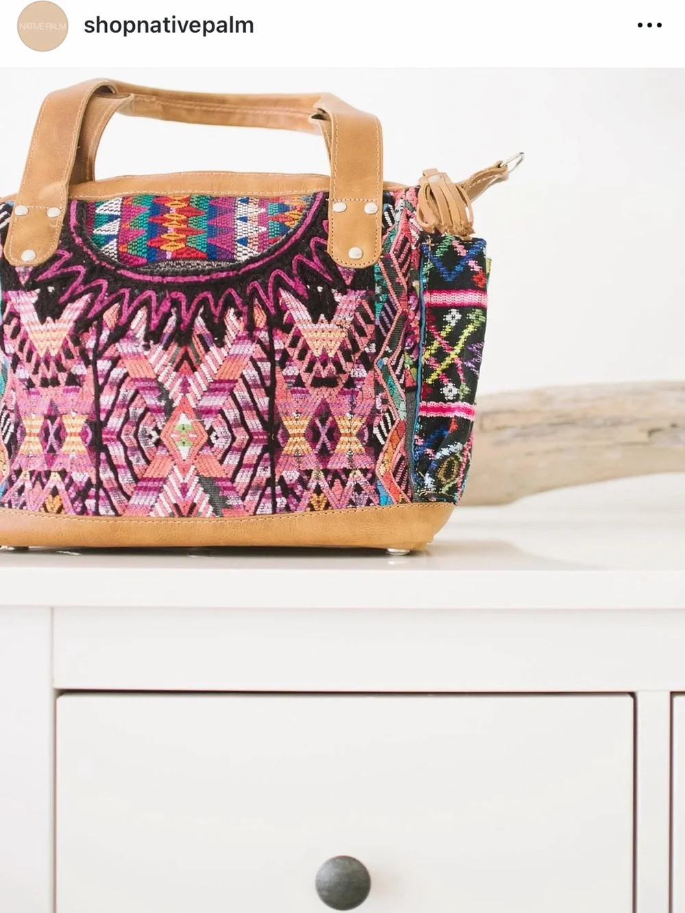 Native Palm upcycled vintage huipil multicoloured handbag
